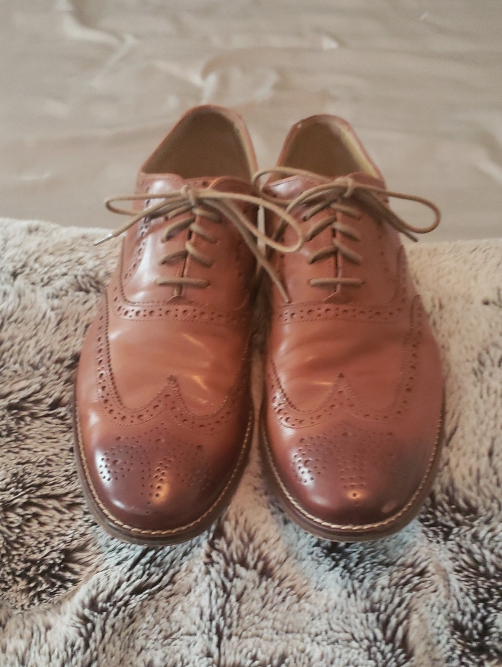 Cole Haan Men's Tan Brown Wingtip Brogue Oxfords